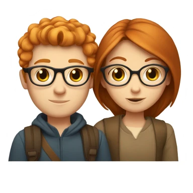 Ginger haired white girl and brown haired white boy with glasses hugging  sticker