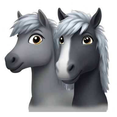 Two black and grey fluffy ponies sticker