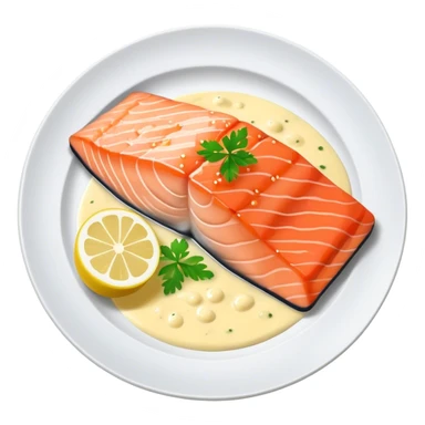 Fine dining, salmon with lemon sauce sticker