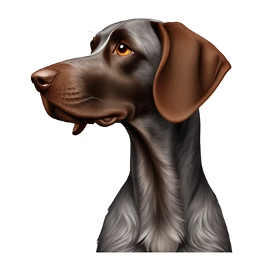 Dark brown german wire haired pointer with a red beard sticker