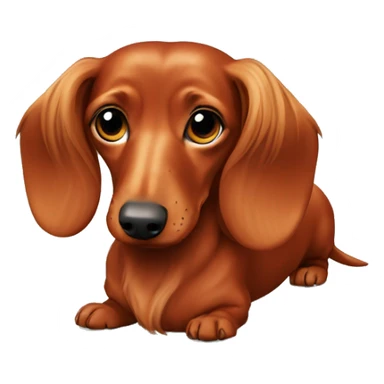 Red long hair dachshund  sticker