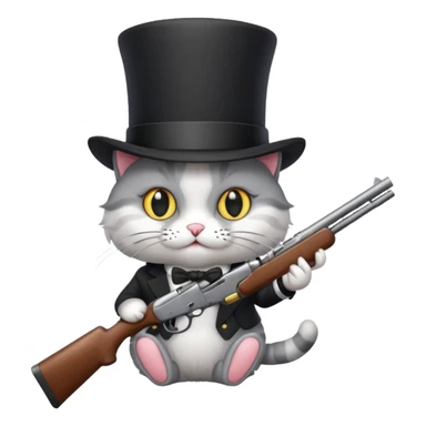 A cat with a top hat and a 24-gauge shotgun sticker