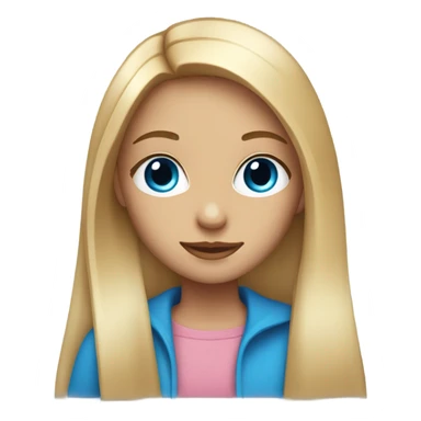  girl with long straight blonde hair, blue eyes, she has long lashes sticker