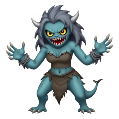 dark angry siren monster, full body sticker