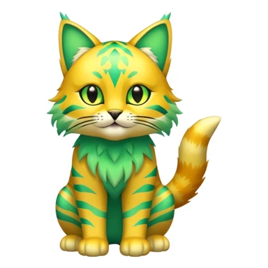 Shiny Green and Yellow Electrike-Sprigatito-Bobcat-Amaura-Aurorus-Shiny-glorp-cat-fusion (full body) sticker