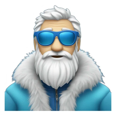 cool Father Frost in sunglasses glasses in a blue fur coat sticker
