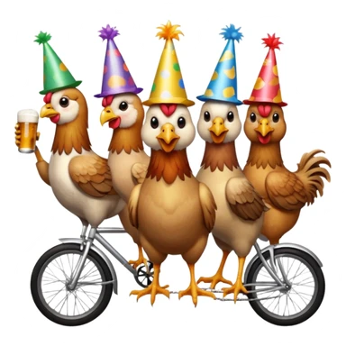 Ten chickens on a partybike while drinking beer sticker
