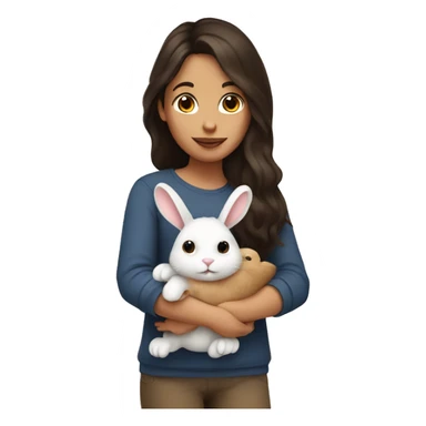 brunette girl holding a bunny  sticker