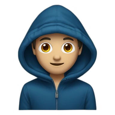 jeune homme avec une cagoule bleu foncé sticker