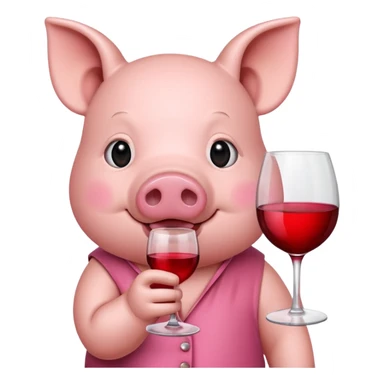 pig drinking wine sticker