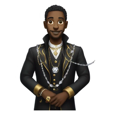 rich black magician, wearing diamond chains sticker