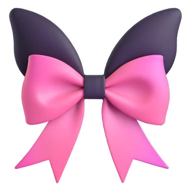 emoji style pink bow with gothic effect, pastel pink to black gradient,, remove background sticker