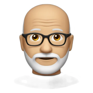 65-year-old man almost bald with black glasses and a sparse black beard sticker