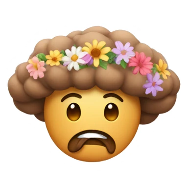 Brown fart cloud with flower crown sticker
