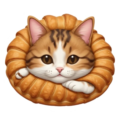 dark brown tabby and white cat in croissant position upside down with eyes closed sticker