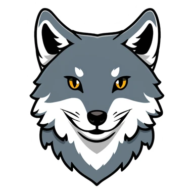 gray wolf face, front view sticker