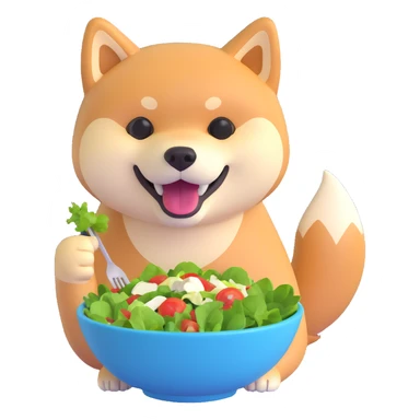 shiba inu eating salad bowl sticker