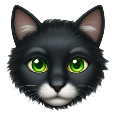 fluffy black cat with green eyes  sticker