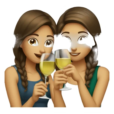 Two brown haired girls sipping white wine sticker