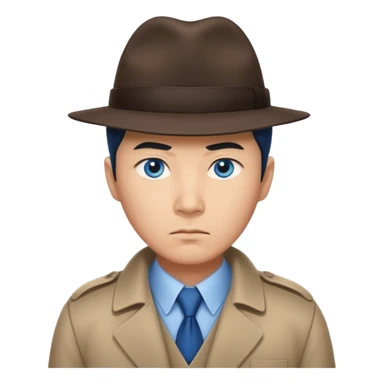 detective, asian, blue  sticker