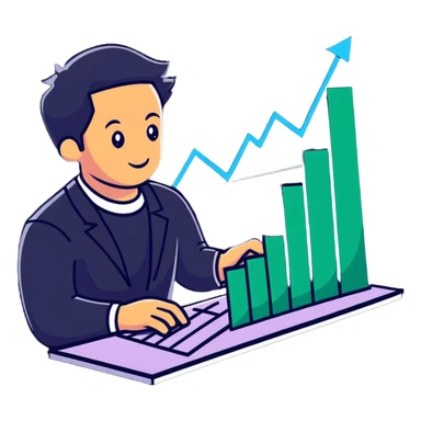 forex trader looking at rising chart sticker
