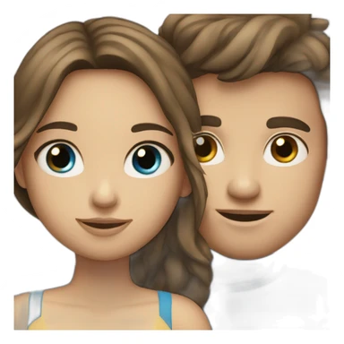 Brunette couple (girl  boy)with blue eyes  sticker