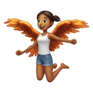 a girl flying with two bbq chicken wings on her back sticker