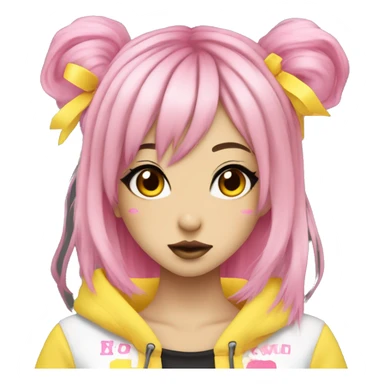hime gyaru girl, pink and yellow split-dyed hair, dark makeup, punk clothes sticker