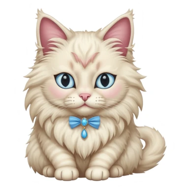 Neva masquerade cat, very fluffy, with pale blue eyes and rose nose sticker