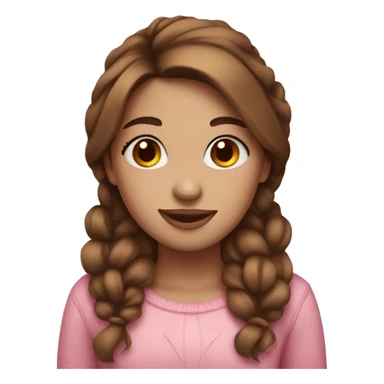 A pink cute girl snowman brown hair sticker