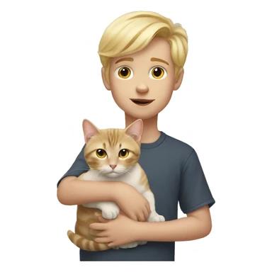blonde boy with cat portrait sticker