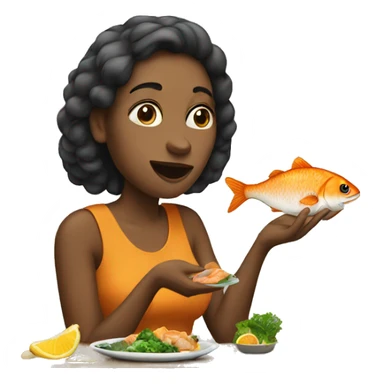 Woman eats Fish sticker