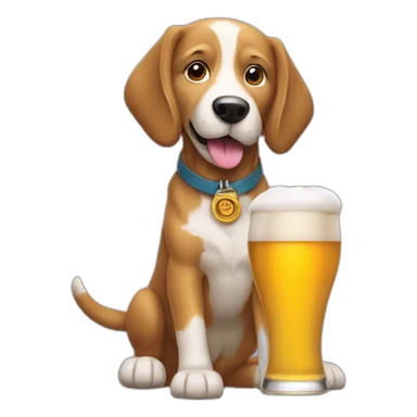 Un chien qui boit une bière sticker