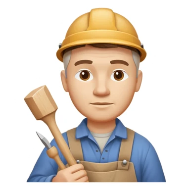 wood carving carpenter portrait, head and shoulders only, carving wooden figure with chisel, wood shavings visible, focused craftsman expression, artisan workshop vibe, 3D cartoon style, mobile game icon style, clean background, no text, no watermark
 sticker