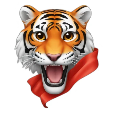 Drapeau rouge avec un motif de tigre sticker