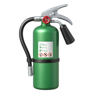 green fire extinguisher with foam coming out sticker