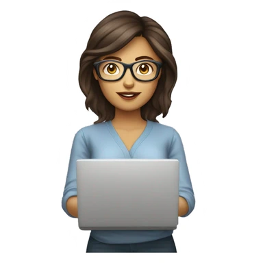 femmes brune coupe au carrée et lunette sur un ordinateur sticker