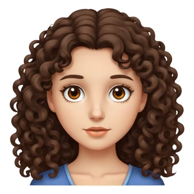 Brunette girl with curly long hair and brown eyes sticker
