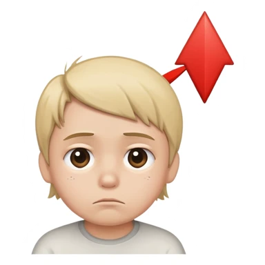 a small person with drooping shoulders and a downward-pointing arrow above their head sticker