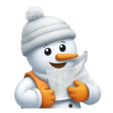 snowman holding construction plans sticker