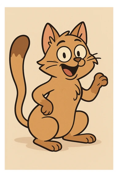 playful cat, flat toon cartoon style sticker
