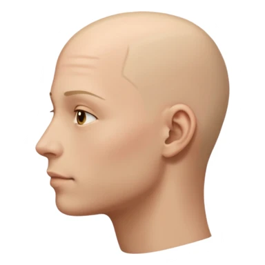 the profiile of a face with no hair, looking completely to the rifht sticker