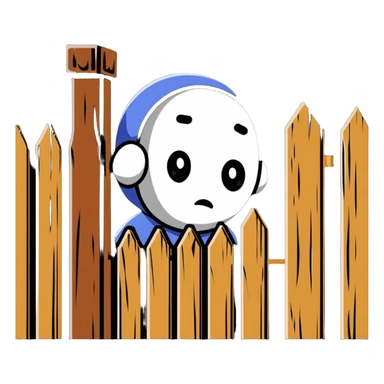 A thinking face next to an old fence, representing Chesterton's Fence principle sticker