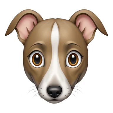 Create a brindle whippet emoji with long Dobby looking ears  sticker