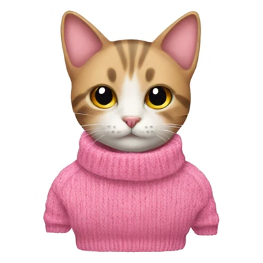 cat with sweater pink and ribbon sticker