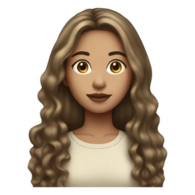 Brunette with blonde highlight lightskin girl portrait with long hair sticker