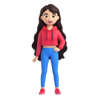 emoji of Yailin La Más Viral, long dark hair, expressive eyes, confident smile, trendy and stylish appearance, fashionable outfit, lively and vibrant expression, energetic personality sticker