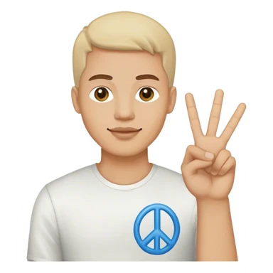 Guy holding peace sign sticker