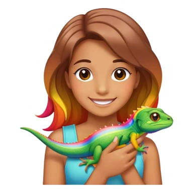 Happy Girl with rainbow Lizard sticker