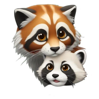 Manul cuddling a red panda  sticker